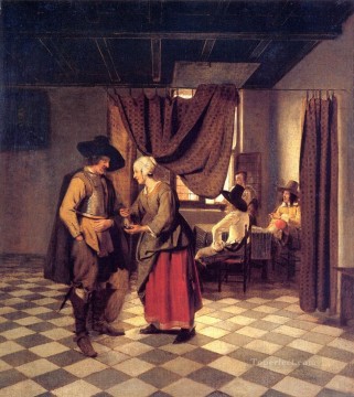 Pieter de Hooch Painting - Paying the Hostess genre Pieter de Hooch